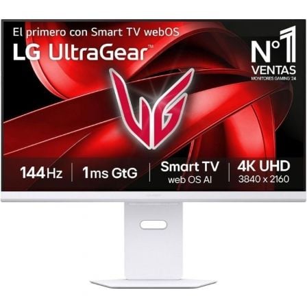 Smart Monitor Gaming LG UltraGear 32G810SA-W 32'/ 4K/ Multimedia/ 1ms/ 144Hz/ IPS/ Regulable en altura/ Smart TV/ Blanco